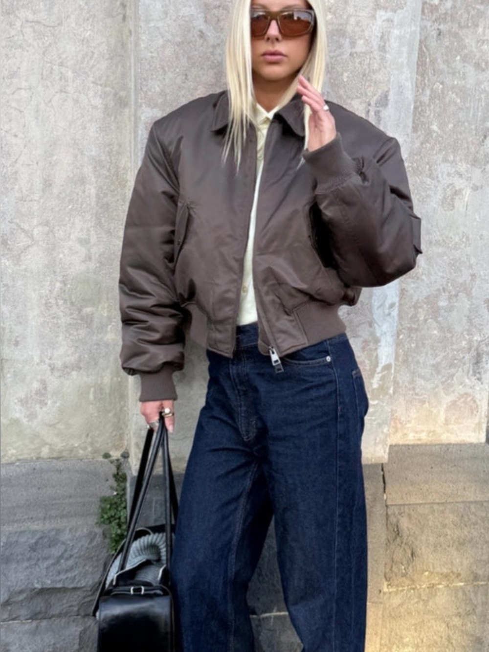 With Consideration Chocolate Brown Bomber Jacket S